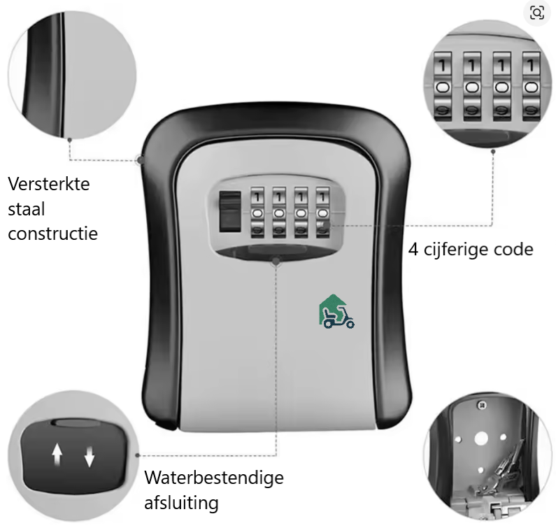Sleutelkluisje met Code voor Buiten - Sleutelkastje Inclusief Wandmontage