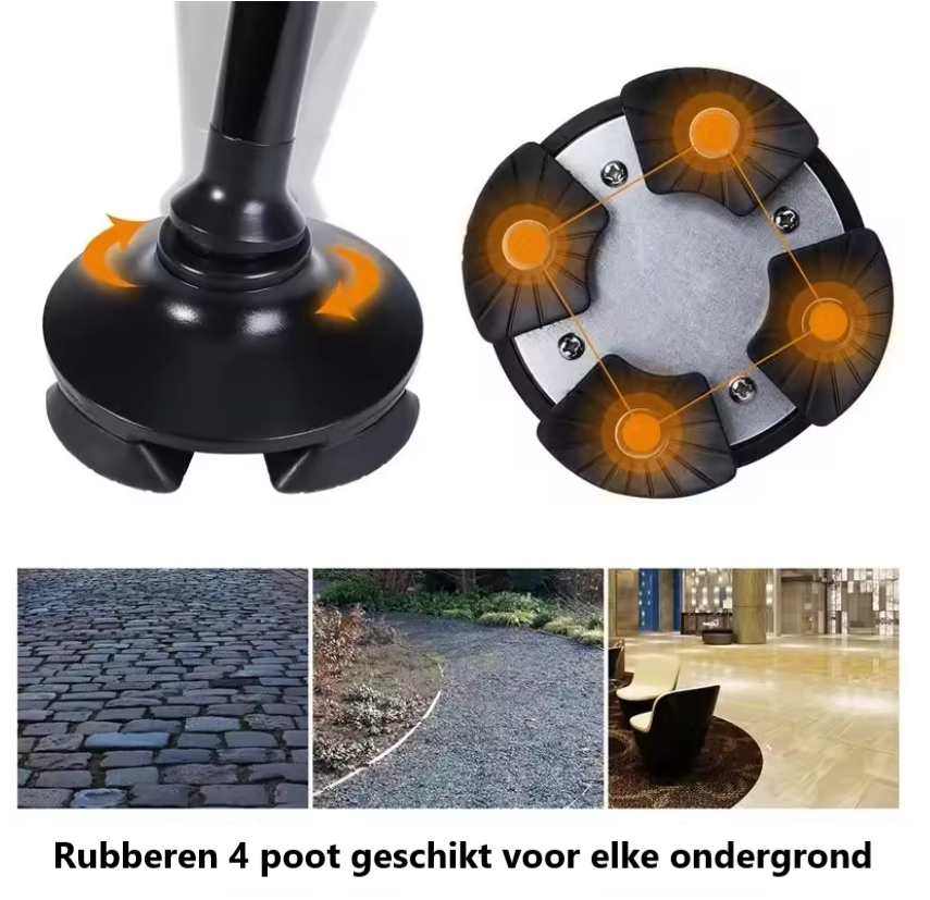 Hoogwaardige wandelstok met LED-licht | Extra steun | Stevige poot