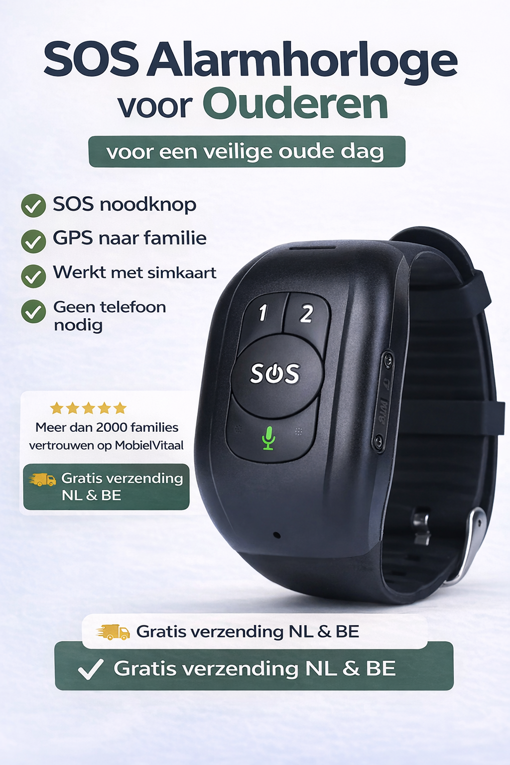 SOS Horloge voor ouders - Direct hulp bij een val of noodsituatie