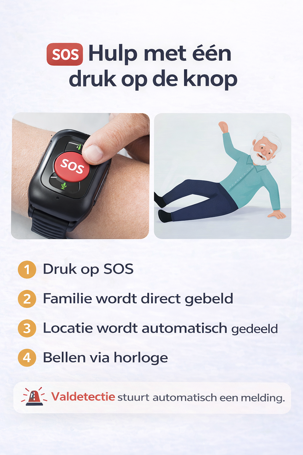 SOS Horloge voor ouders - Direct hulp bij een val of noodsituatie