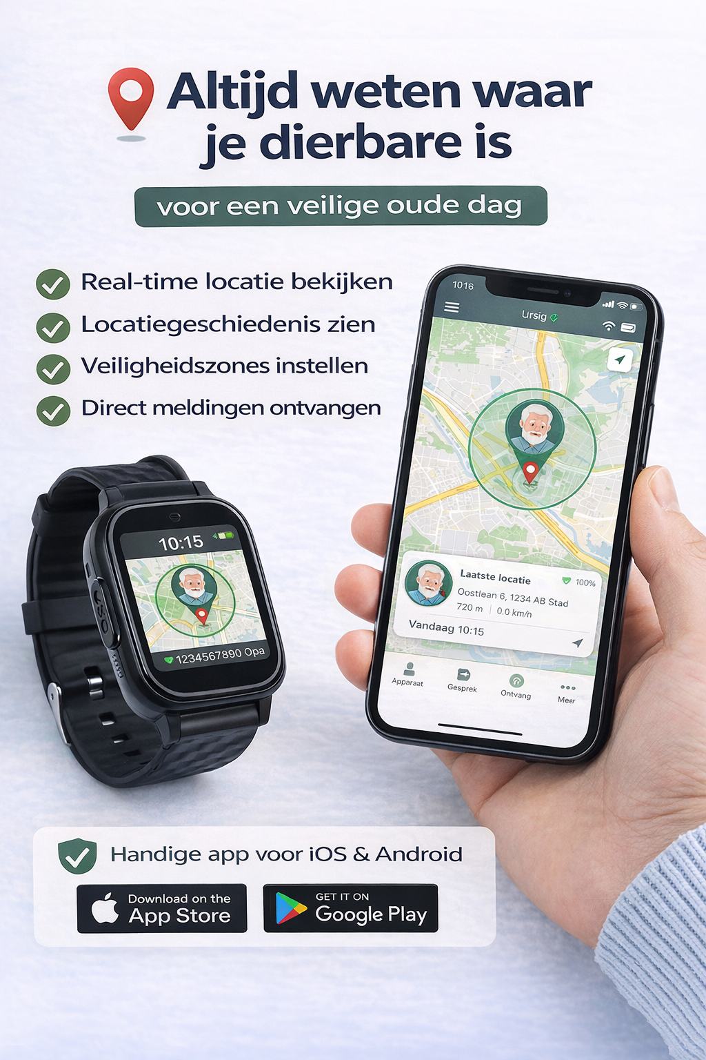 MobielVitaal SOS Seniorenhorloge – 4G GPS Alarmhorloge met Valdetectie & Simkaart