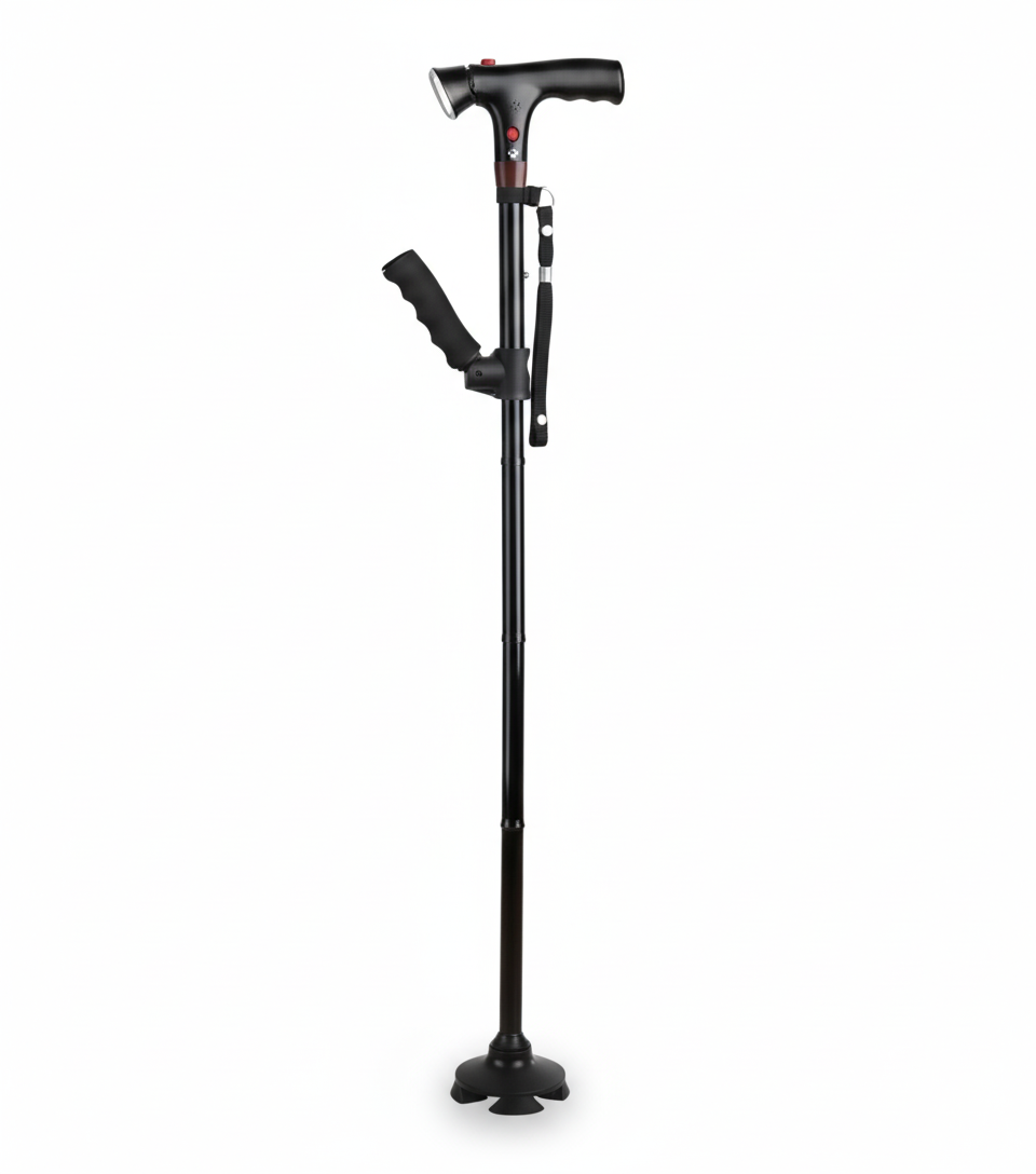 Hoogwaardige wandelstok met LED-licht | Extra steun | Stevige poot