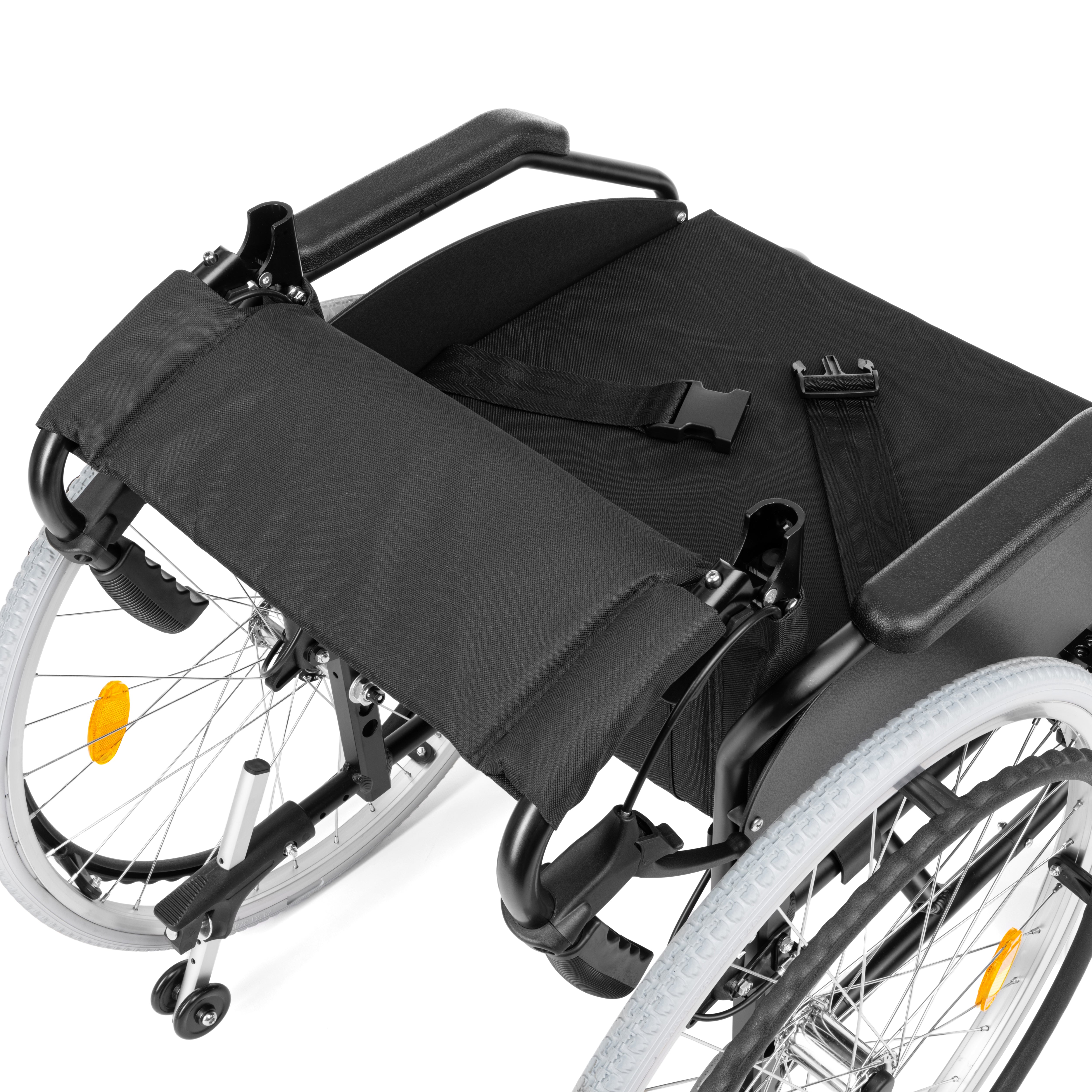 EVERYDAY-TIM – aluminium rolstoel met inklapbare rugleuning, begeleidersremmen en verstelbare voetsteunen (kantelhoek instelbaar)
