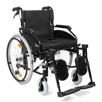 EVERYDAY-TIM – aluminium rolstoel met inklapbare rugleuning, begeleidersremmen en verstelbare voetsteunen (kantelhoek instelbaar)