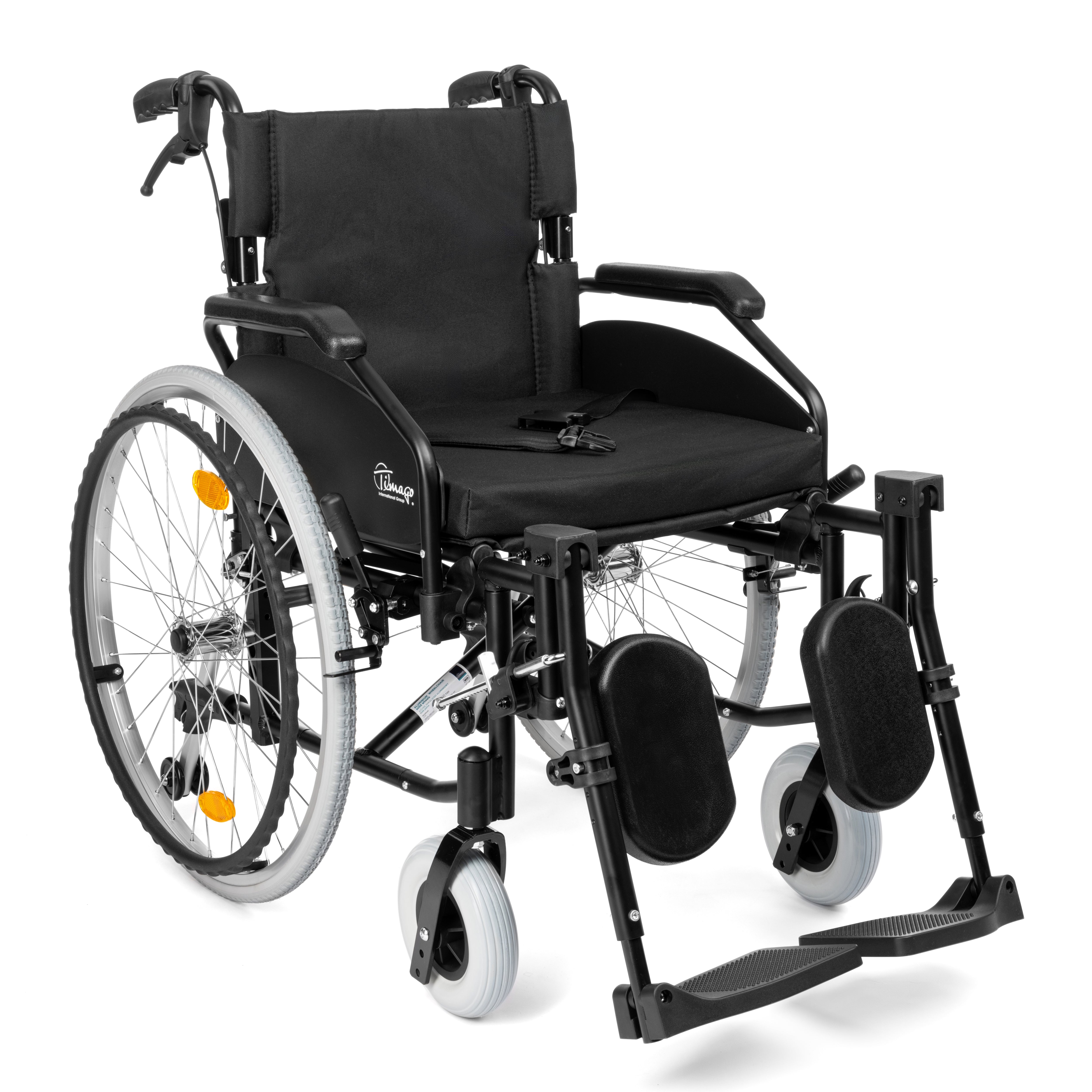 EVERYDAY-TIM – aluminium rolstoel met inklapbare rugleuning, begeleidersremmen en verstelbare voetsteunen (kantelhoek instelbaar)